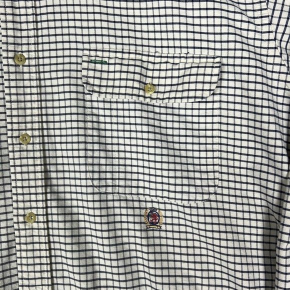 Tommy Hilfiger Mens X-Large Long Sleeve Shirt Blue Plaid Gingham Button Down XL - Picture 4 of 8